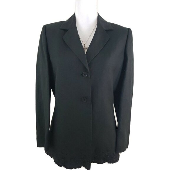 Kasper ~Woman Size 4~ Black Linen Blend Jacket Blazer Lined, Embroidered NWOT - Picture 10 of 12